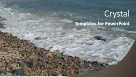  Presentation with rock stone - Amazing PPT theme having beach-with-sea-wave backdrop and a ocean colored foreground