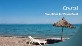  Presentation with straw - Presentation with beach-with-straw-parasol background and a teal colored foreground