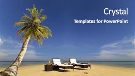  Presentation with coconut tree - Cool new slides with beach with sunbeds coconut tree backdrop and a  colored foreground