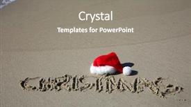  Presentation with hat - PPT theme consisting of beach with the word christmas background and a gray colored foreground