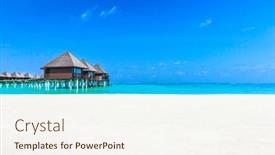  Presentation with maldives - PPT theme featuring beach-with-water-bungalows background and a sky blue colored foreground