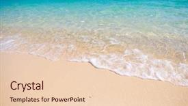  Presentation with water wave - Audience pleasing presentation theme consisting of beach with white coral sand backdrop and a lemonade colored foreground