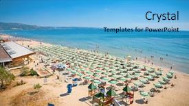 Presentation with beach sands - PPT theme consisting of beach zlatni piasci in bulgaria background and a teal colored foreground