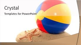  Presentation with beach ball - Colorful PPT theme enhanced with beachball with sand and bucket backdrop and a white colored foreground