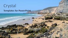  Presentation with rocky - Colorful slide set enhanced with beaches-and-rocky-coast-between backdrop and a light blue colored foreground