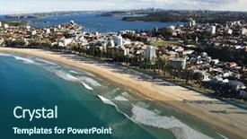  Presentation with sydney - PPT theme with beachfront property in sydney background and a ocean colored foreground