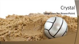  Presentation with beach ball - Presentation having beachvolley - ball in the sand background and a  colored foreground