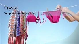  Presentation with journey line - PPT theme featuring beachwear on a line background and a light blue colored foreground