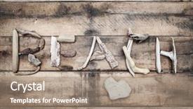  Presentation with teal beach wood - Audience pleasing presentation theme consisting of beachy - beach sign made of driftwood backdrop and a coral colored foreground
