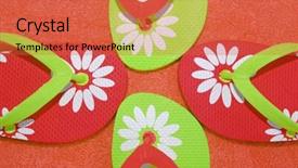  Presentation with flipflops - Beautiful PPT layouts featuring beachy - pretty orange and green flipflops backdrop and a red colored foreground