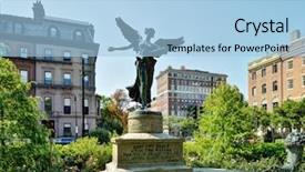  Presentation with boston - PPT layouts consisting of beacon - angel of the waters boston background and a light blue colored foreground
