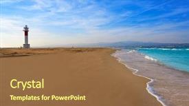 Presentation with beach - Colorful PPT theme enhanced with beacon - delta del ebro ebre beach backdrop and a tawny brown colored foreground