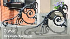  Presentation with iron - Slides featuring beacon - elaborate iron railings detail background and a gray colored foreground