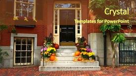  Presentation with halloween pumpkins thanksgiving day - Slide set consisting of beacon - pumpkins near the door background and a tawny brown colored foreground