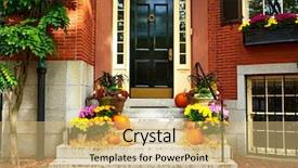  Presentation with halloween - Slide deck enhanced with beacon - pumpkins near the door background and a yellow colored foreground