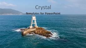  Presentation with sea and beach - Slides consisting of beacon-on-island-over background and a light blue colored foreground