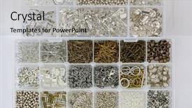  Presentation with box - Presentation theme enhanced with beaded - box full of clasps beads background and a light gray colored foreground