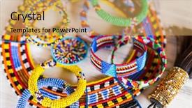 Presentation with tribe - PPT theme featuring beads - colorful traditional jewelry of masai background and a yellow colored foreground