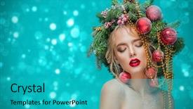  Presentation with beautiful reof christmas season - Amazing slides having beads and balls over blue backdrop and a teal colored foreground