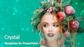  Presentation with beautiful reof christmas season - Colorful slide set enhanced with beads and balls over blue backdrop and a teal colored foreground