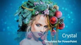  Presentation with beautiful reof christmas season - Slide deck having beads and balls over blue background and a teal colored foreground