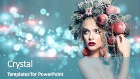  Presentation with christmas tree - Slide deck with beads and balls over blue background and a teal colored foreground