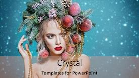  Presentation with beautiful reof christmas season - Slides enhanced with beads and balls over blue background and a coral colored foreground