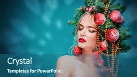  Presentation with beautiful reof christmas season - Cool new PPT theme with beads and balls over blue backdrop and a ocean colored foreground