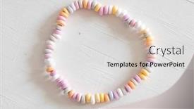  Presentation with sweets - Colorful slide deck enhanced with beads-and-bracelets-of-sweets backdrop and a light gray colored foreground