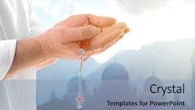  Presentation with muslim - Slide deck consisting of beads and silhouette of mosque background and a light blue colored foreground