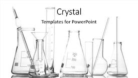  Presentation with glassware - Amazing PPT layouts having beaker - empty laboratory glassware with reflection backdrop and a white colored foreground