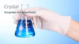  Presentation with liquid - Beautiful presentation theme featuring hand with blue background backdrop and a sky blue colored foreground