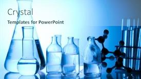 Presentation with beakers - Colorful presentation design enhanced with beakers-laboratory-glassware and a cool aqua colored foreground