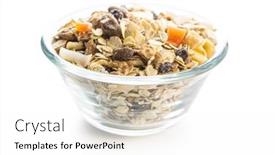  Presentation with muesli - Amazing slide set having beakfast-cereals-in-bowl-healthy backdrop and a white colored foreground