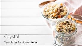  Presentation with muesli - Cool new slide deck with beakfast-cereals-in-jar-healthy backdrop and a white colored foreground