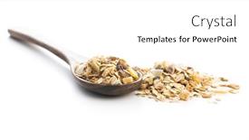  Presentation with muesli - Beautiful presentation theme featuring beakfast-cereals-in-wooden-spoon backdrop and a white colored foreground