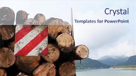 Presentation with timber harvest - Presentation consisting of beams logs timbers lumbers wood background and a sky blue colored foreground