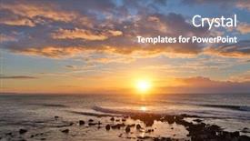  Presentation with climate - PPT theme featuring beams of the sun background and a ocean colored foreground