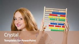  Presentation with counting - Presentation theme having bean counting - young woman with abacus background and a coral colored foreground