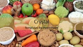  Presentation with fruit - Beautiful theme featuring bean curd almond butter yoghurt backdrop and a yellow colored foreground