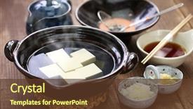  Presentation with japanese - Slide deck consisting of bean curd hot pot japanese background and a tawny brown colored foreground