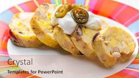  Presentation with cream - Cool new PPT layouts with bean-dumplings-with-sour-cream backdrop and a coral colored foreground