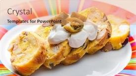  Presentation with cream - Slide set having bean-dumplings-with-sour-cream background and a coral colored foreground