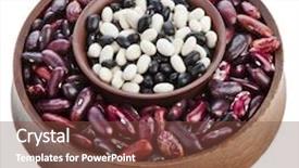  Presentation with kidney bean - Presentation theme having bean haricot kidney in a wooden bowl isolated on white background background and a tawny brown colored foreground