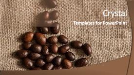  Presentation with coffee - PPT theme with bean is on the burlap background and a coral colored foreground