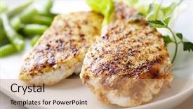  Presentation with grilled chicken - PPT layouts featuring closeup of juicy grilled chicken background and a coral colored foreground
