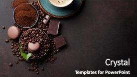 Presentation with coffee beans - Theme having beans and ground powder chocolate background and a dark gray colored foreground
