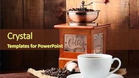  Presentation with red coffee bean - Audience pleasing presentation theme consisting of beans and old coffee mill backdrop and a tawny brown colored foreground