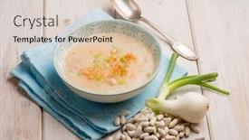  Presentation with leek soup - PPT theme featuring beans-cream-soup-with-leek background and a lemonade colored foreground