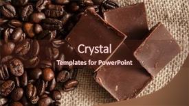  Presentation with coffee and sweet chocolate brownies - Slide deck enhanced with beans lay on on burlap background and a tawny brown colored foreground